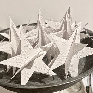 3D Star Paper Baubles, Christmas Stars, Tree Ornaments, Embossed Stars, Christmas Decorations, Baubles, Eco Decorations, Sustainable Decor