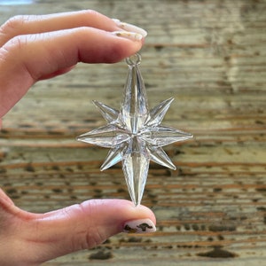 Lampwork Glass Ornaments, Crystal Clear 3” Stars