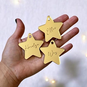 Personalized Mirrored Acrylic Star Christmas Ornament: Engraved Tree Decoration