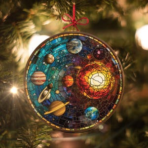 Solar System: Stained Glass-Style Christmas Ornament - Made With Real Glass