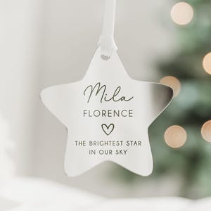 Family Remembrance Christmas Tree Star Bauble Decoration | Memorial Mum Dad Grandma Grandad Brother Sister | Brightest Star in our Sky